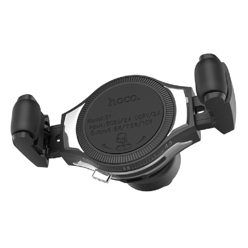 Автотримач з бездротовим зарядним Hoco S1 black