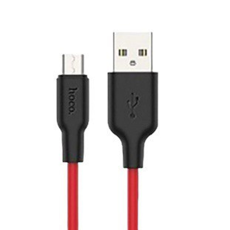 USB кабель Hoco X21 Silicone microUSB black red
