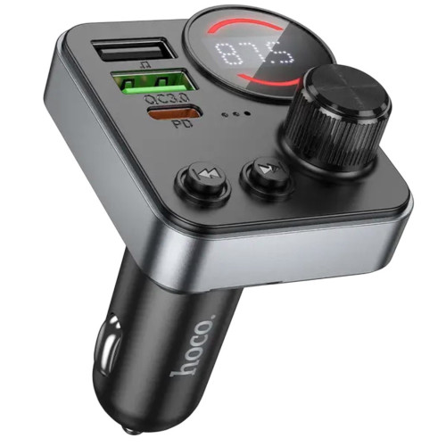 FM трансмітер Hoco E86 2USB-A 18W, USB-C PD30W black FM трансмітер Hoco E86 2USB-A 18W, USB-C PD30W black