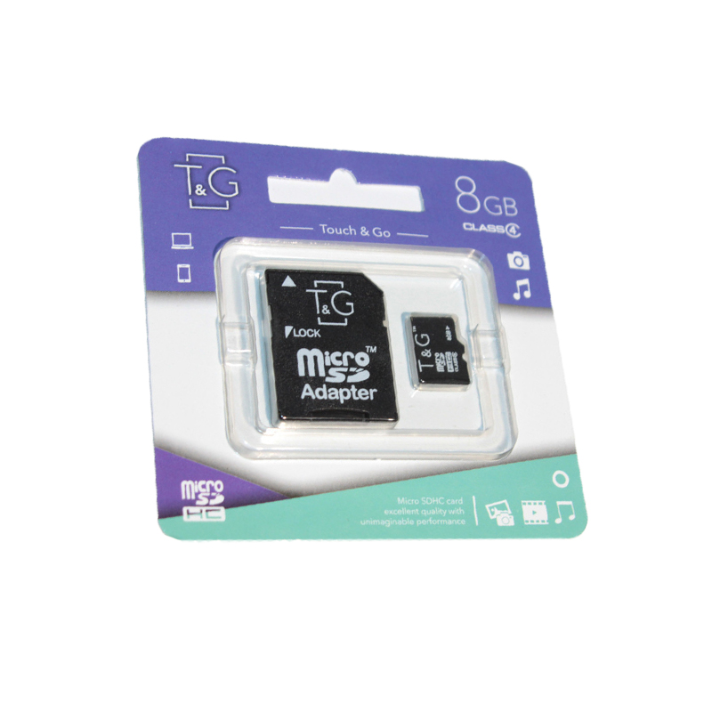 Карта пам'яті microSD 8 Гб T&G з адаптером class 10