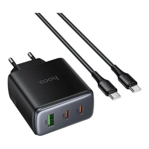 Зарядний пристрій з кабелем Type-C to Type-C Hoco C160A USB-A, 2USB-C 65W black