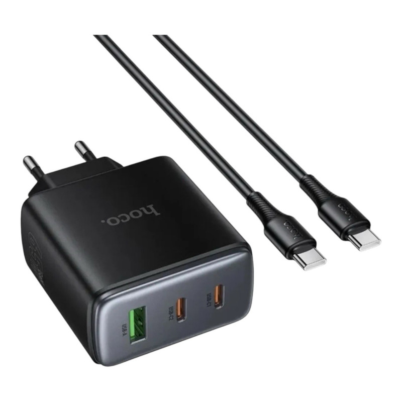 Зарядний пристрій з кабелем Type-C to Type-C Hoco C160A USB-A, 2USB-C 65W black