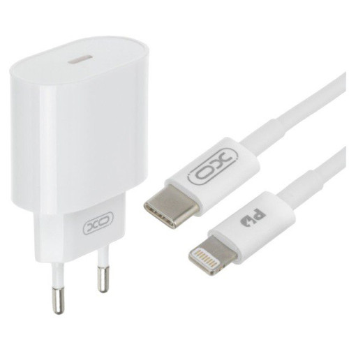 Зарядний пристрій з кабелем Type-C to Lightning XO L81B PD 20W white
