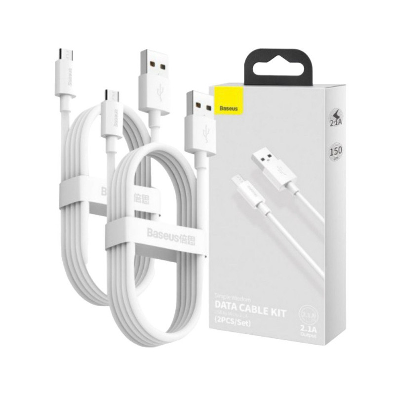 USB кабель Baseus TZCAMZJ-02 microUSB 1.5 м 2 штуки white