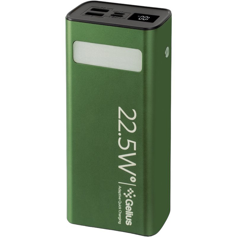 Зовнішній акумулятор Gelius Lightstone GP-PB300 30000 mAh PD22.5W, QC3.0 green