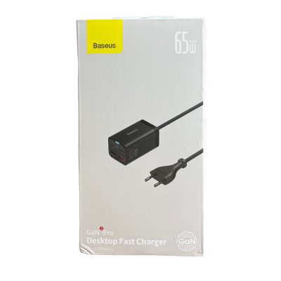 Зарядний пристрій з кабелем Type-C to Type-C Baseus GaN3 Pro 2 USB-C, 2 USB-A 65W black CCDK65E