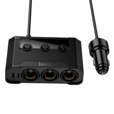 Автомобільний зарядний пристрій розгалужувач Hoco Z64 2USB-A, 2USB-C 240W black
