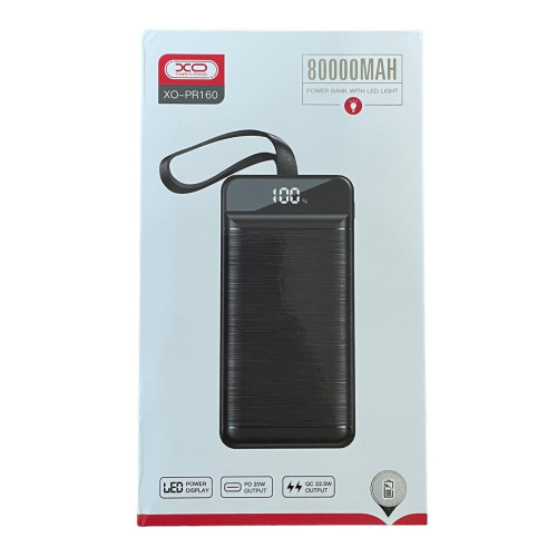 Зовнішній акумулятор XO PR160 80000 mAh QC 22.5W PD 20W black Зовнішній акумулятор XO PR160 80000 mAh QC 22.5W PD 20W black