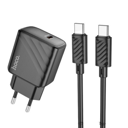 Зарядний пристрій з кабелем Type-C to Type-C Hoco CS22A USB-C, PD 30W black Зарядний пристрій з кабелем Type-C to Type-C Hoco CS22A USB-C, PD 30W black