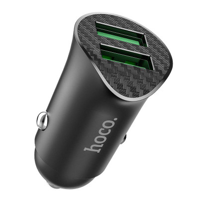 Автомобільний зарядний пристрій Hoco Z39 2 USB-A 18W, 3A, QC3.0 black Автомобільний зарядний пристрій Hoco Z39 2 USB-A 18W, 3A, QC3.0 black
