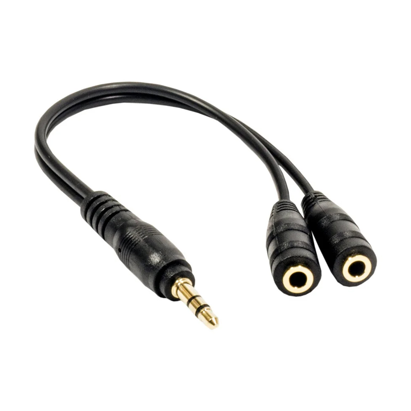 Аудіо-кабель разгалужувач AUX 3.5 мм папа- 2 мама 10 см Cablexpert black