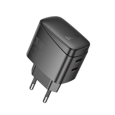 Зарядний пристрій Hoco CS62A 2USB-C  PD 45W black
