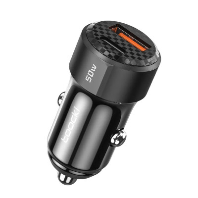 Автомобільний зарядний пристрій Toocki TQ-CC25 USB-A, USB-C 50W black Автомобільний зарядний пристрій Toocki TQ-CC25 USB-A, USB-C 50W black