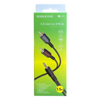 Аудіо-кабель Borofone BL11 AUX 3.5 мм на тюльпани