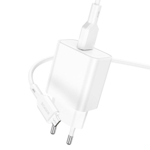 Зарядний пристрій з кабелем microUSB Borofone BA72A 1USB-A 3A QC3.0 18W white