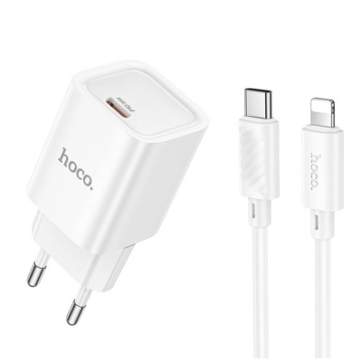 Зарядний пристрій з кабелем Type-C to Lightning Hoco C148A USB-C PD 30W white Зарядний пристрій з кабелем Type-C to Lightning Hoco C148A USB-C PD 30W white