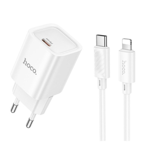 Зарядний пристрій з кабелем Type-C to Lightning Hoco C148A USB-C PD 30W white Зарядний пристрій з кабелем Type-C to Lightning Hoco C148A USB-C PD 30W white