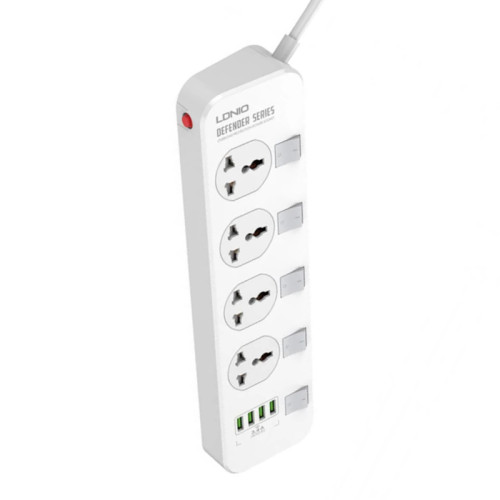 Мережевий подовжувач Ldnio SC4408, 4 розетки, 4-port USB, 2 метри white