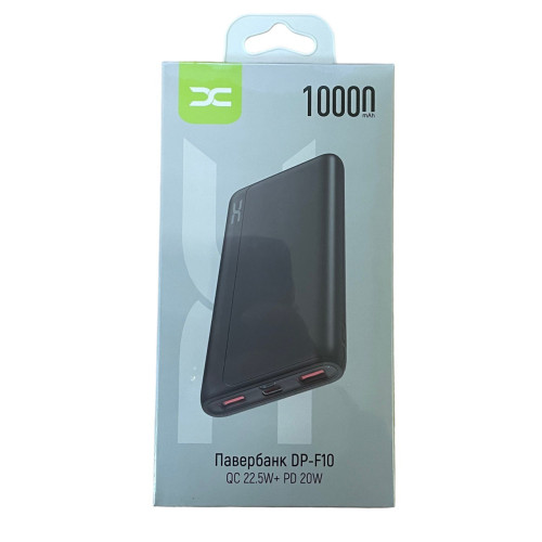 Зовнішній акумулятор DC DP-F10 QC22.5, PD20W 10000 mAh black Зовнішній акумулятор DC DP-F10 QC22.5, PD20W 10000 mAh black