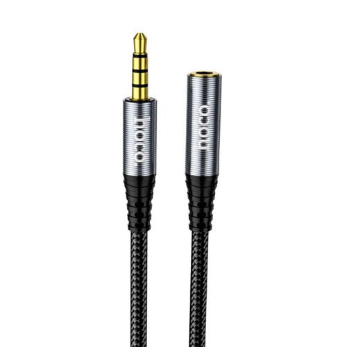 Аудіо-кабель подовжувач Hoco UPA20 AUX 3.5 мм папа-мама metal gray 1m Аудіо-кабель подовжувач Hoco UPA20 AUX 3.5 мм папа-мама metal gray 1m