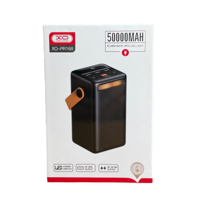 Зовнішній акумулятор XO PR168 50000 mAh QC 22.5W PD 20W black Зовнішній акумулятор XO PR168 50000 mAh QC 22.5W PD 20W black