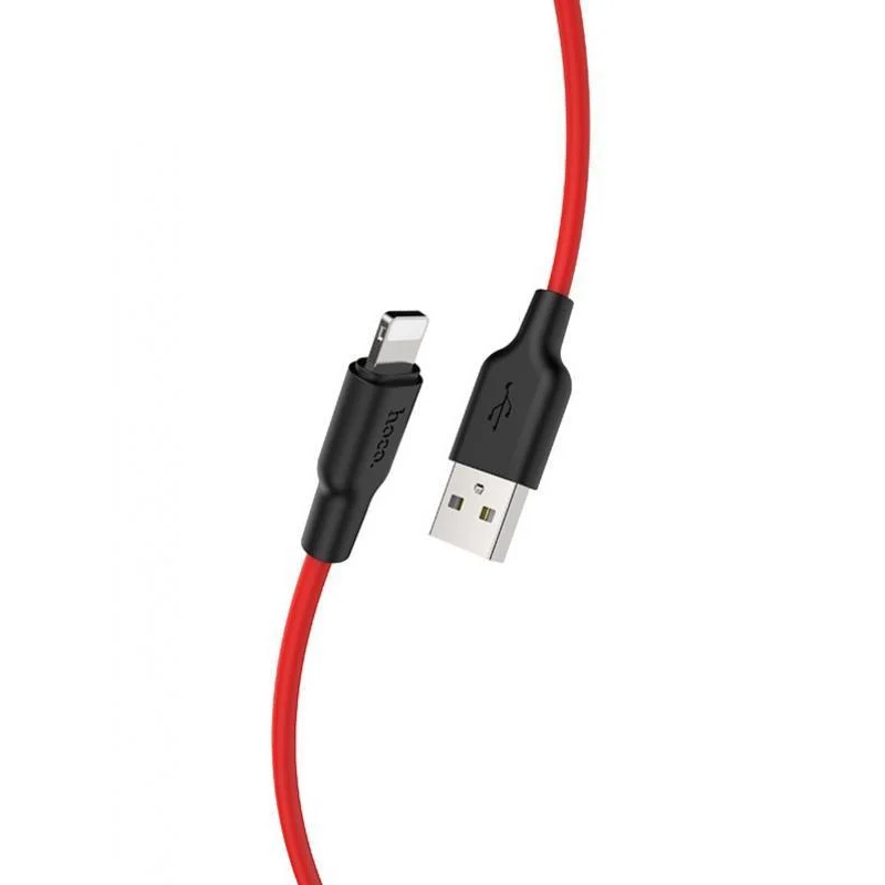 USB кабель Hoco X21 Silicone Lightning black red