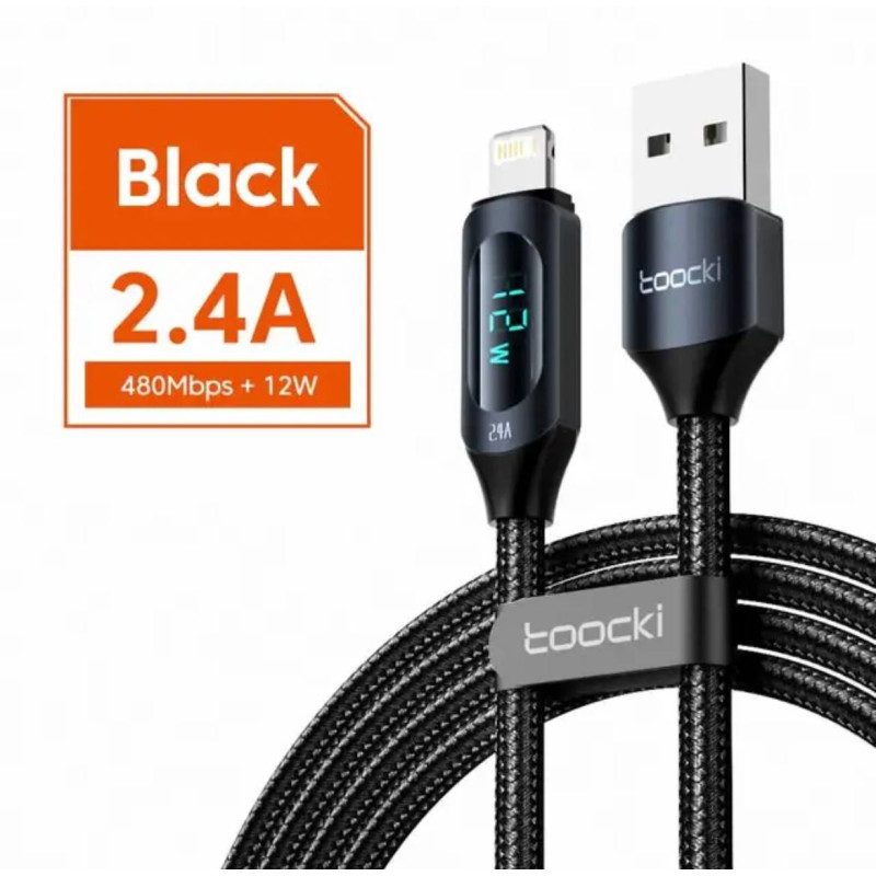 USB кабель Toocki Lightning LED black