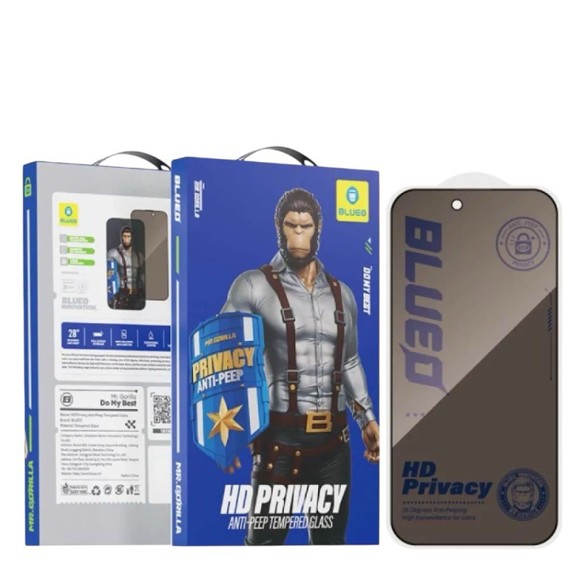 Захисне скло Glass iPhone 17 Pro, 17, 16 Pro Blueo Privacy black