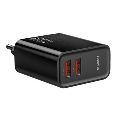 Зарядний пристрій Baseus 2 USB 5A QC3.0 black (CCFS-E01) Зарядний пристрій Baseus 2 USB 5A QC3.0 black (CCFS-E01)