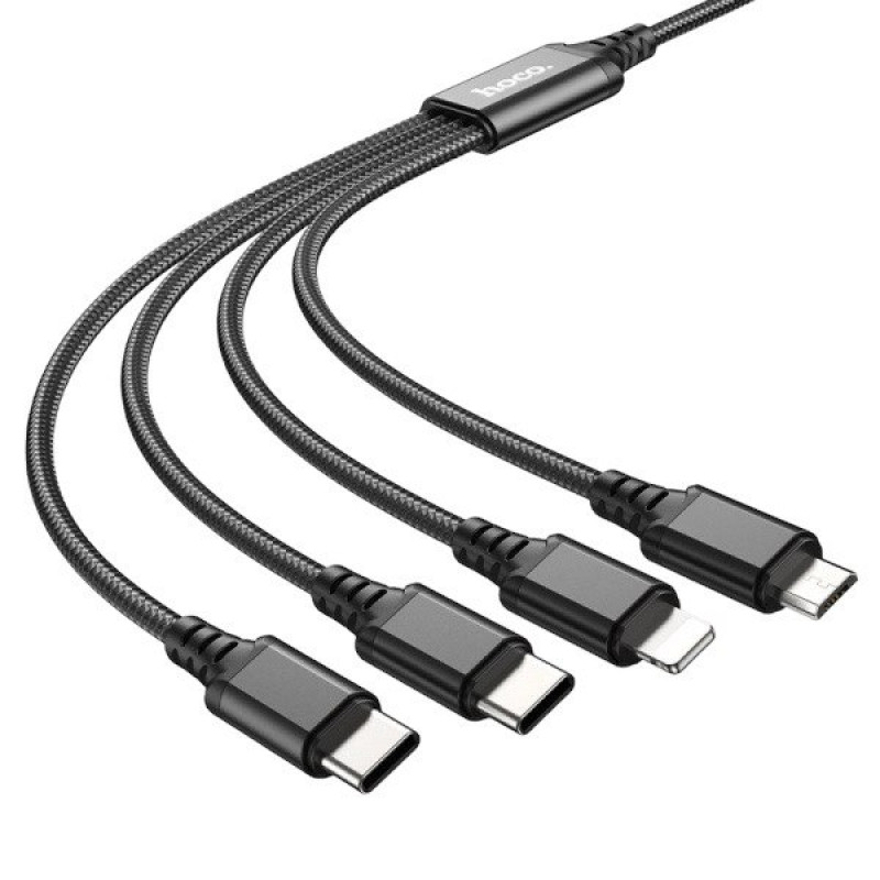USB кабель Hoco X76 3 в 1 microUSB, Lightning, Type-C, Type-C black