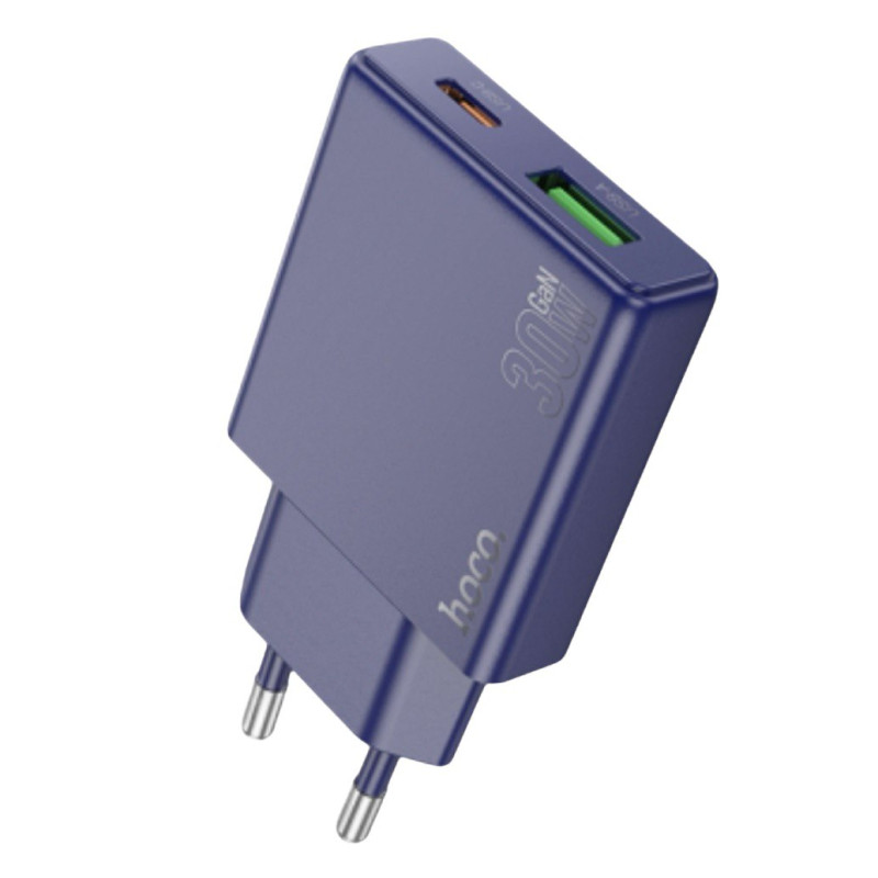 Зарядний пристрій Hoco N45 USB-A QC3.0, USB-C  PD 30W blue