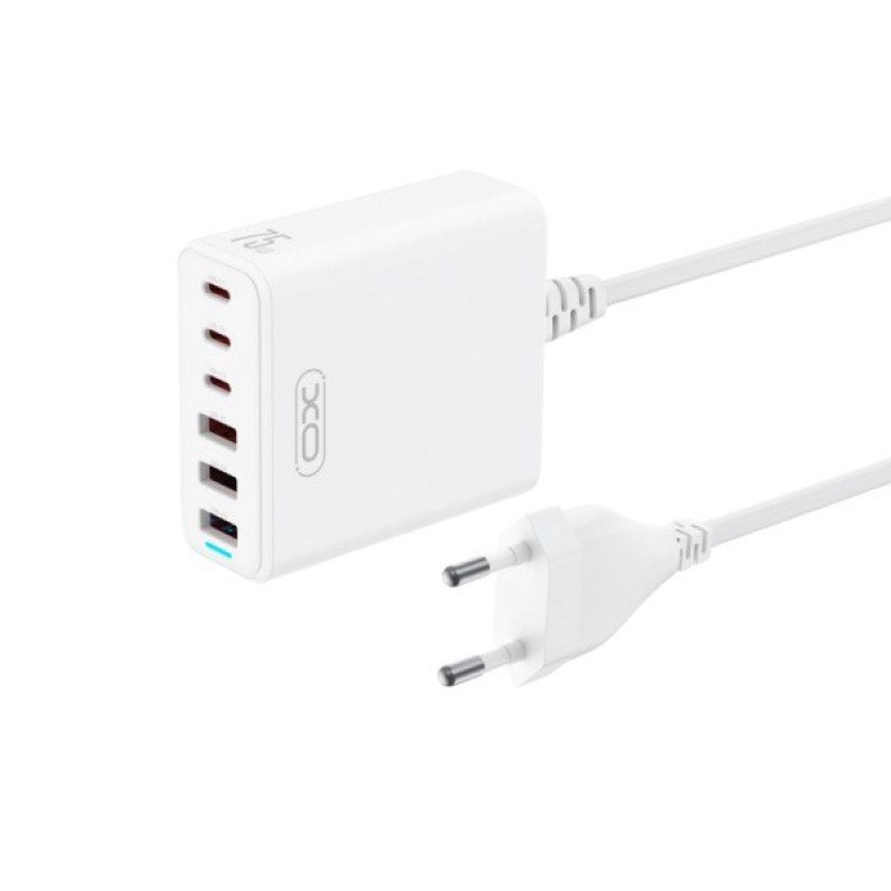 Зарядний пристрій XO L133, 3USB-C, 3USB-A, total 75W black