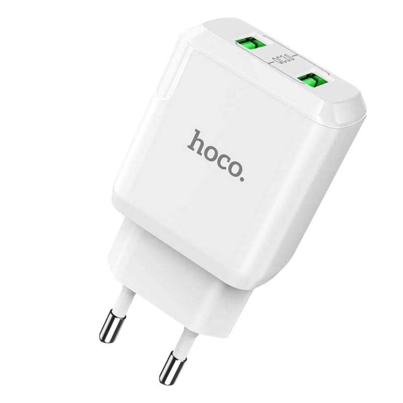 Зарядний пристрій Hoco N6 2 USB-A 3A, 18W, QC3.0 white