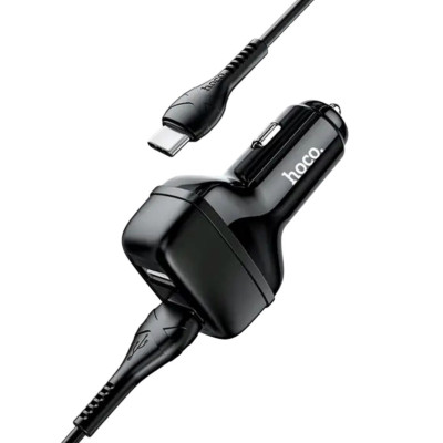 Автомобільний зарядний пристрій Hoco Z36 з кабелем Type-C 2USB-A 2.4A black Автомобільний зарядний пристрій Hoco Z36 з кабелем Type-C 2USB-A 2.4A black