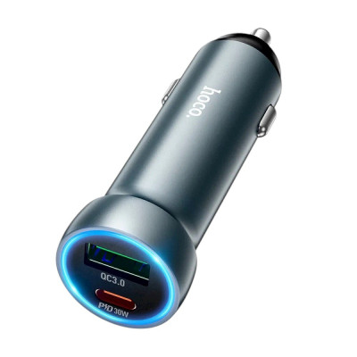 Автомобільний зарядний пристрій Hoco Z54A USB-C, USB-A 48W metal gray Автомобільний зарядний пристрій Hoco Z54A USB-C, USB-A 48W metal gray