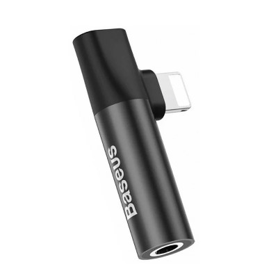 Перехідник на навушники для iPhone з 3.5 на Lightning з розємом зарядки Baseus L43