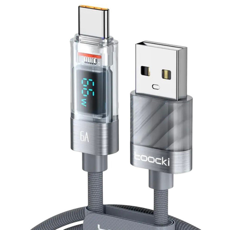 USB кабель Toocki Type-C TQ-X36 LCD, 66W gray