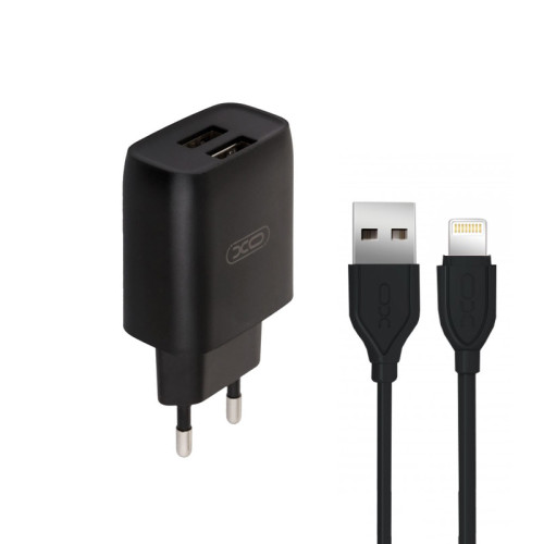 Зарядний пристрій з кабелем Lightning XO L57 2 USB 2100 mA black