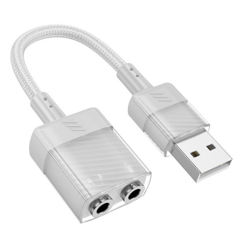 Перехідник USB to 3.5 2in1 Hoco LS37 gray