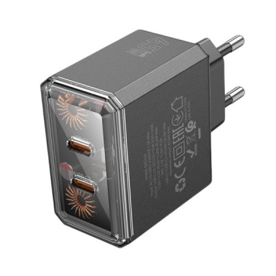 Зарядний пристрій Borofone BAS33A, 2 USB-C PD 45W black Зарядний пристрій Borofone BAS33A, 2 USB-C PD 45W black