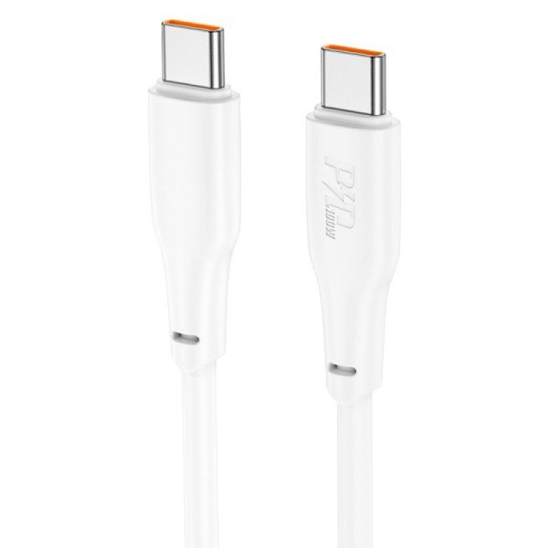 USB кабель Hoco X93 Type-C to Type-C 100W, 2 метри white