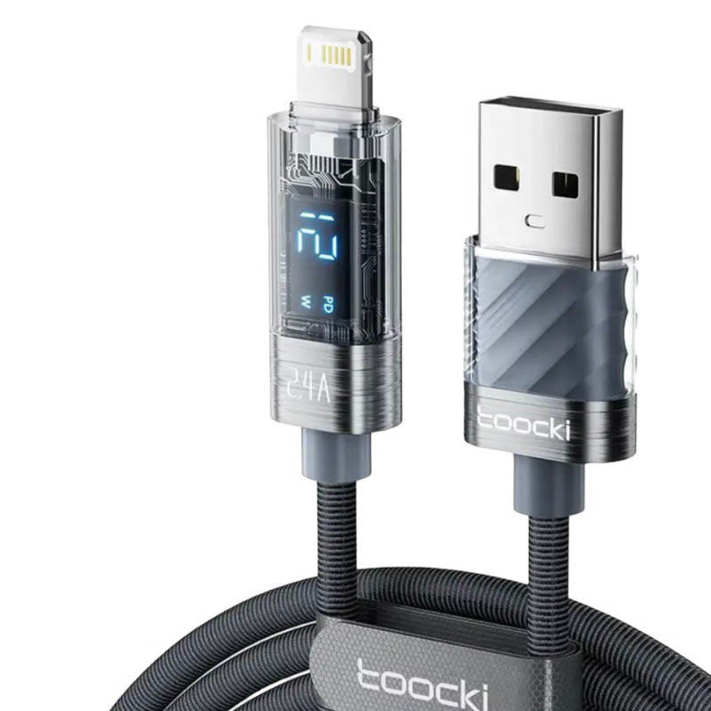 USB кабель Toocki Lightning LED gray