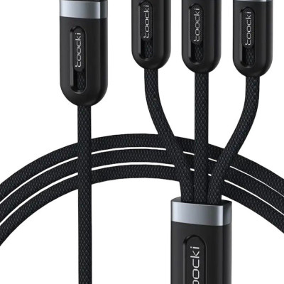 USB кабель Toocki TQ-X18 3 в 1 microUSB, Lightning, Type-C, 6A, 1.2 метри black USB кабель Toocki TQ-X18 3 в 1 microUSB, Lightning, Type-C, 6A, 1.2 метри black