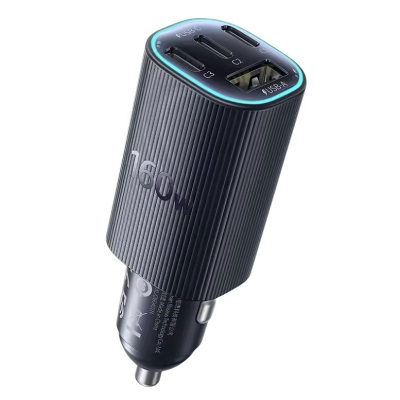 Автомобільний зарядний пристрій Baseus USB-A, 3 USB-C 160W black