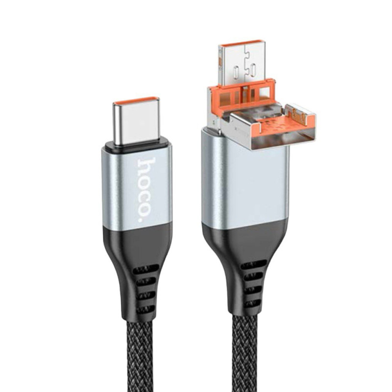 USB кабель Hoco U128 USB, Type-C на Lightning black