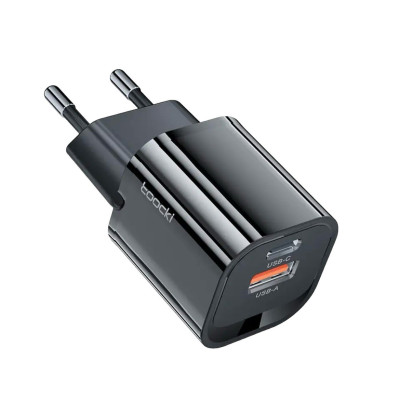 Зарядний пристрій Toocki GAN, USB-A, USB-C 33W black Зарядний пристрій Toocki GAN, USB-A, USB-C 33W black