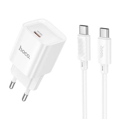 Зарядний пристрій з кабелем Type-C to Type-C Hoco C146A USB-C, PD 20W white Зарядний пристрій з кабелем Type-C to Type-C Hoco C146A USB-C, PD 20W white