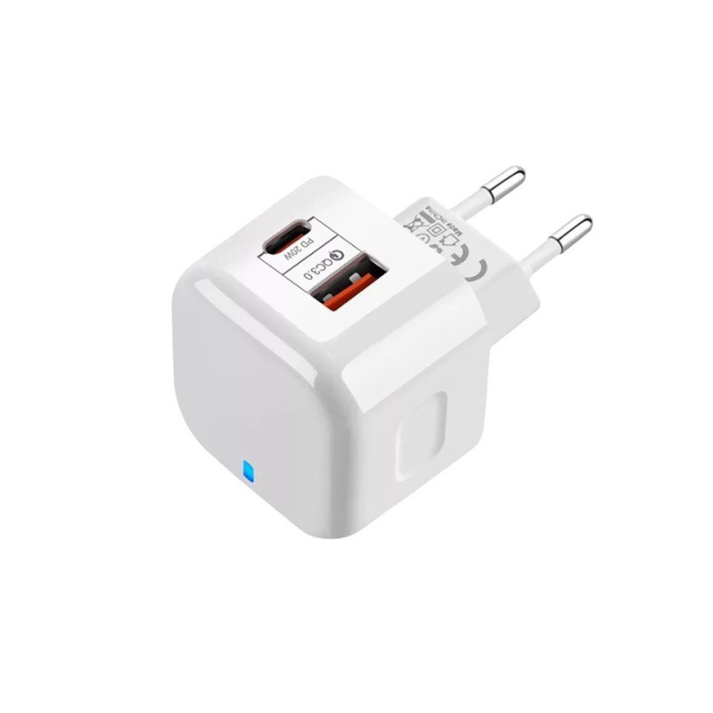 Зарядний пристрій TE-6087PD USB-C, USB-A PD 20W, QC 3.0, 3A white