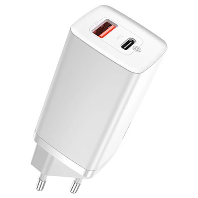 Зарядний пристрій Baseus GaN2 Lite QC Type-C, USB 65W white (CCGAN2L-B02) Зарядний пристрій Baseus GaN2 Lite QC Type-C, USB 65W white (CCGAN2L-B02)