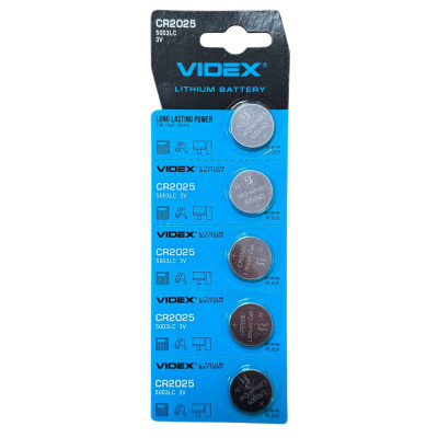 Батарейка Videx CR2025 Lithium 3V 5шт